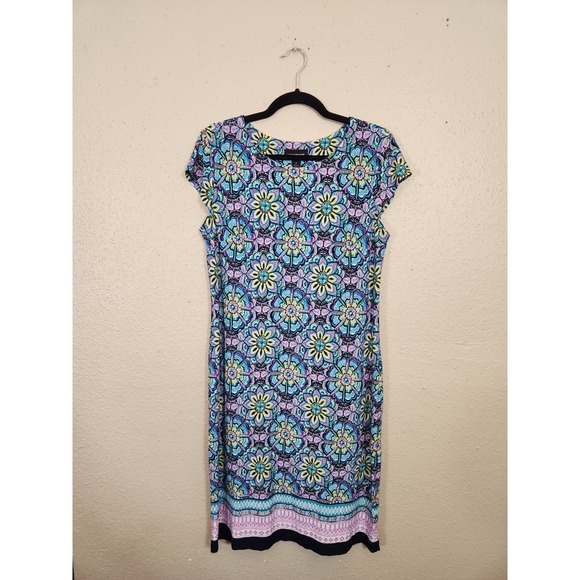 Liz Claiborne‎ Floral Print Casual Dress Colorful Pattern Womens Size M - Picture 1 of 6